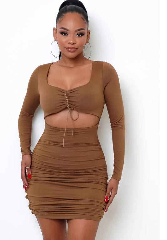 Up all night - brown bodycon dress