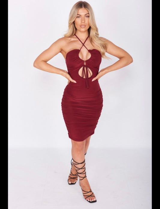 Outspoken burgundy mini dress